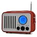 Produkt-Bild: Nostalgie Retro Radio rote Deko Lederverkleidung (Radiowecker, Temp. Anzeige, Aux-In)