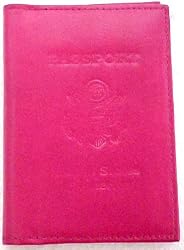 Hot Pink Leather USA Embossed Passport Holder Cover