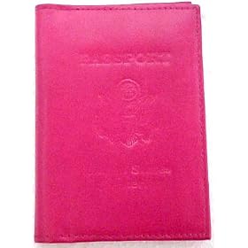 Hot Pink Leather USA Embossed Passport Holder Cover