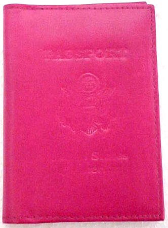 Hot Pink Leather USA Embossed Passport Holder 