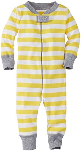 Hanna Andersson Baby Night Night Baby Sleepers In Pure Organic Cotton, Size 50 (0-6 Months), Warm Sun/White