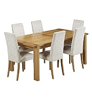 Sonoma Light Extending Dining Table & 6 Alton Damask Chairs Set