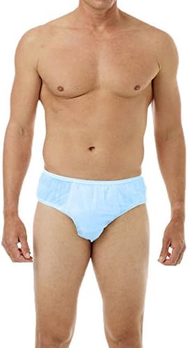 Launder Free Mens Disposable Briefs Underwear 30 Pack (Medium, Light Blue)