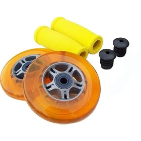 ORANGE Replacement Razor Scooter WHEELS, BEARINGS GRIPS