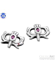 Sterling Silver Thistle Amethyst Earrings 12mm (CATH024AME)