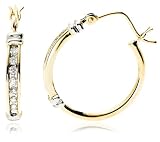 14k Two-Tone Diamond Hoops (1/8 cttw, H-I Color, I2 Clarity)