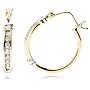 14k Two-Tone Diamond Hoops (1/8 cttw, H-I Color, I2 Clarity)