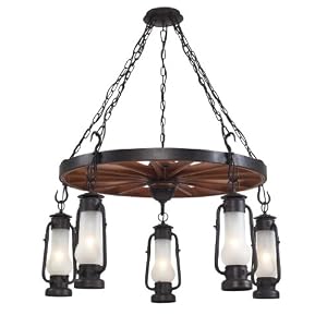 Chapman - 5 Light Nautical Chandelier Lighting Fixture - Matte Black - Frosted White Glass... by Landmark Lighting