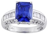 STERLING SILVER 4.12CTW BELLA LUCE TANZANITE COLOR SIMULANT AND DIAMOND SIMULANT RING