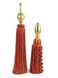 Set of 2 Decorative Red and Gold Tabletop Tassel Finials