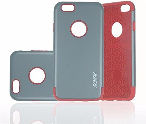 iPhone 6/6s Case (4.7'') Hybrid Armor TPU PC case for iPhone 6/6s, 2in1 back cover (Dark Grey with Red)