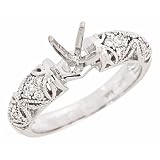 0.18CT Diamond Engagement Semi Mount Ring 14K White Gold