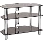 TV700 - Glass Stand for LCD & Plasma TV Upto 37" -  3 Shelf Polished Chrome Rods With Black Glass