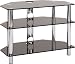 TV700 - Glass Stand for LCD & Plasma TV Upto 37" -  3 Shelf Polished Chrome Rods With Black Glass
