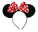 Black & Red or Pink Bow & White Polka Dot Minnie Mouse Disney Fancy Dress Ears Head Band