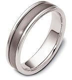 6mm Wide Titanium & 18 Karat White Gold Wedding Band Ring