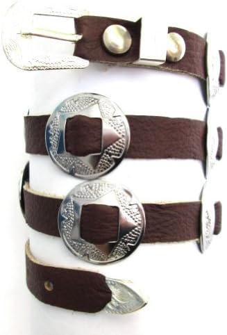 Dangerous ThreadsWestern Hatband Hat Band Brown Leather with 10 Nickel Conchos New!