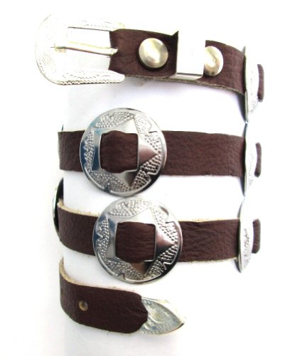 Dangerous ThreadsWestern Hatband Hat Band Brown Leather with 10 Nickel Conchos New!