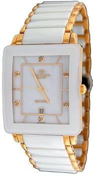 Oniss #ON603-MG7 Men's Prezioso White Ceramic Collection Watch with Gold Trim