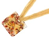 Sterling Silver Murano Glass Pendant on Beaded Strand, 20
