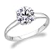 14K White Gold 4 Prong Solitaire Diamond Engagement Ring with a Round Brilliant Diamond (1 Carat, I-J Color, I2 Clarity)