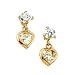14K Yellow Gold 4 MM Heart Shaped Cubic Zirconia Children's Dangle Earrings