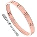 Stainless Steel Screw Head Bangle Bracelet for Women Oval Rose Gold 7mm wide, fits 6.5 -7.75 inch wrists