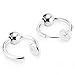 JewelrieShop Spring Hoop Earrings Clip on Earrings Fake Earrings Non Pierced Cartilage Earrings for Men Women (#05. Silver Tone with Moving Beads x 1 Pair)