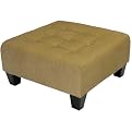 Tweed Tufted Cocktail Ottoman - Beige