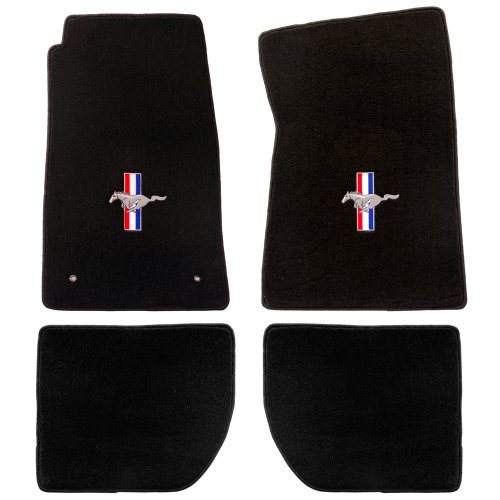 MUSTANG LLOYD MATS FLOOR MAT CARPETED BLACK WITH TRI BAR LOGO SET COUPE