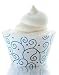 Aqua Blue & White Swirls Cupcake Wrapper - Set of 12 - Flower Vine Design Perfect for Any Fashionable Event