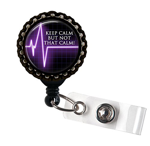 Keep Calm, Not That Calm Purple Black Retractable ID Tag Badge Reel