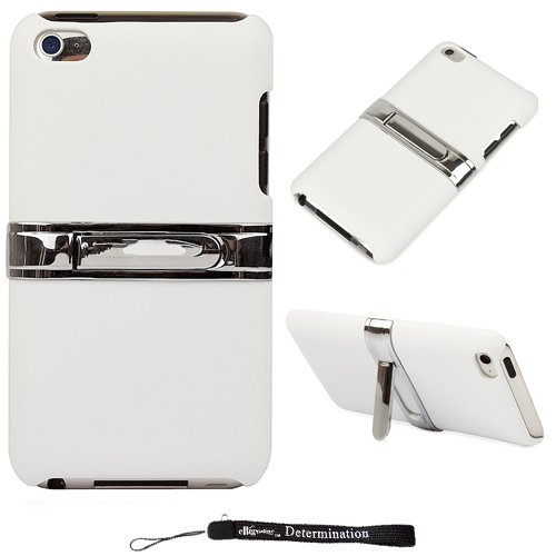 Best Cheap White Stand Alone Durable Kickstand Design / 2 Tone Snap On Crystal Case for New Apple iPod Touch 4 (4th Generation 8GB 16GB 32GB)