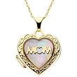 14K Yellow Gold Mother of Pearl Mom Locket Necklace