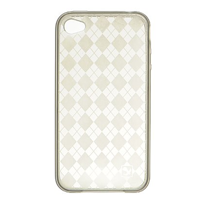 Premium TPU Flexi Argyle Gel Skin for Apple iPhone4 - 4th Generation - 4th Gen Flexible See Thru Skin - Smoke Checkers Plaid Print