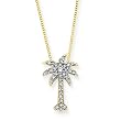 14K Yellow Gold 3/8 ct. Diamond "Palm Tree" Pendant with Chain