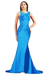 Applique Lace Beaded Mermaid Satin Evening Dress/Prom Dress/Party Dress 