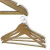 PACK OF 14 NATURAL WOODEN COAT HANGERS with Inlaid Non Slip Grip on Trouser Bar - 45CM WIDE - Perfect for Suits, Jackets, Coats, Dresses, Skirts, Shirts etc.