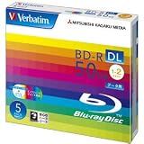 三菱化学メディア BD-R DL 50GB PCデータ用 2倍速 片面2層追記型 5枚入 ワイド印刷可能 DBR50NP5V1の画像