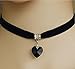 Pusheng Gothic Velvet Heart Crystal Charm Choker Handmade Collars Pendant Necklace