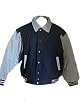 NAVY BLUE WOOL BODY: Assorted Color Leather Sleeves