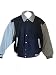 NAVY BLUE WOOL BODY: Assorted Color Leather Sleeves