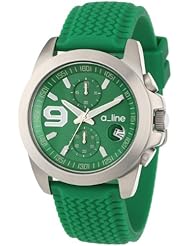 a_line Womens 80011-08-GN Aroha Chronograph Green Dial Green Silicone Watch