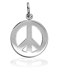 Peace Sign Charm in Sterling Silver, 3/4 inch, Wide Style