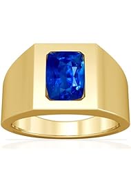 14K Yellow Gold Cushion Cut Blue Sapphire Solitaire Ring