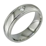 Aponi High Polish Titanium Ring with Diamond