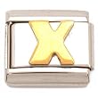 "X" Italian Charm Gold Plated 9mm