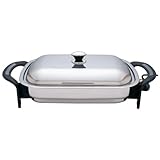 New Precise Heat 16inch Rectangular Surgical Stainless Steel Electric Skillet Stainless Steel Cover