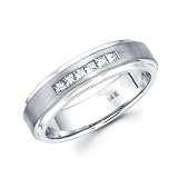 14K White Gold Princess Diamond Men's Couple Wedding Ring Band (1/3 ctw., GH Color, SI Clarity)