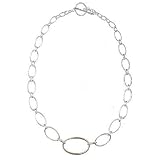SkyeSterling Designer Two Tone Sterling Silver Open Sculpted O Link 18in Toggle Necklace